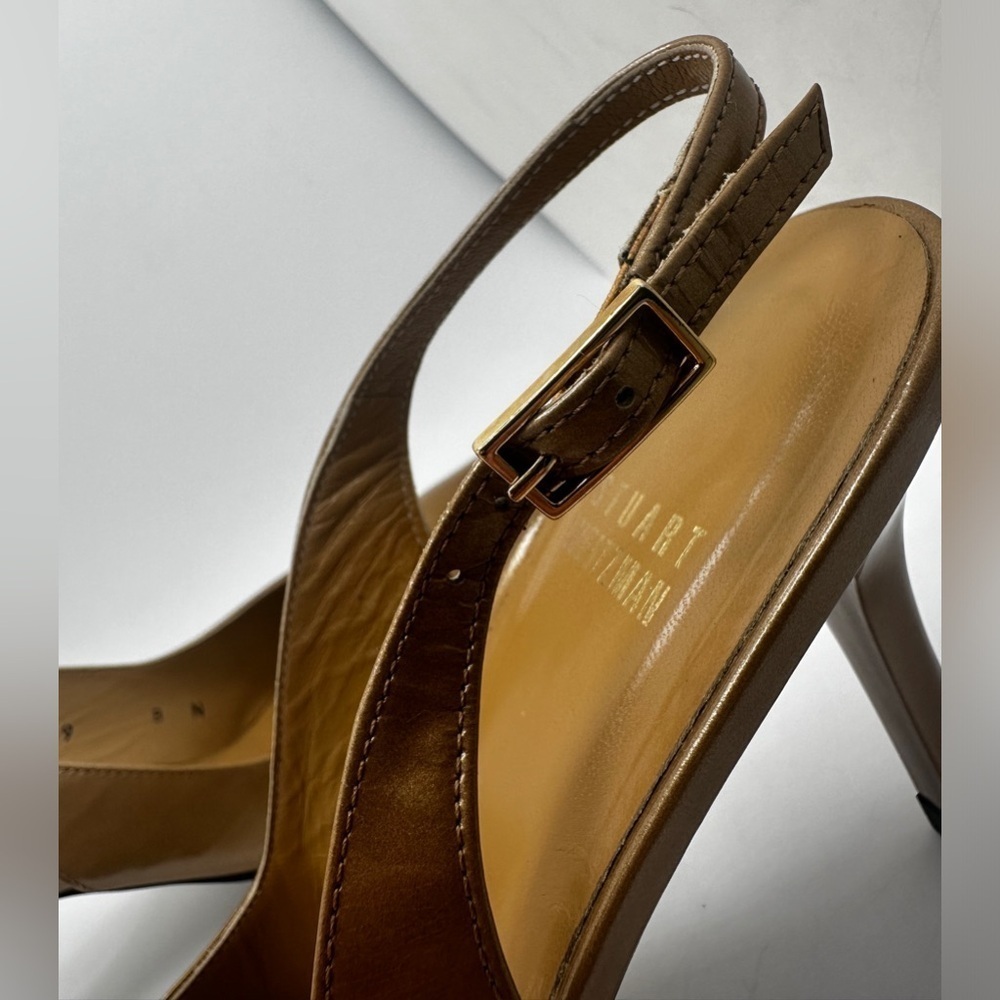 Vintage GOLD STUART 75 SLINGBACK PUMP pointed toe heel size 8 🌶️🔥💛🪙 - Picture 10 of 12